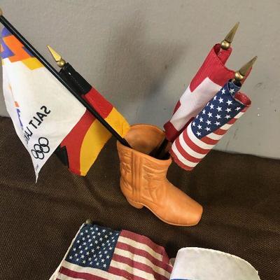 Lot#135 Ceramic Boot full of tiny flags