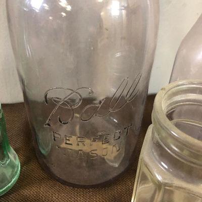 Lot#138 Antique glass bottles and jars 