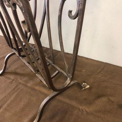 Lot#141 Glass Top Wrought Iron Magazine Table Rack