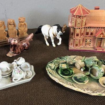 Lot#149 Antique SMALL things - Horse, bear, tea sets