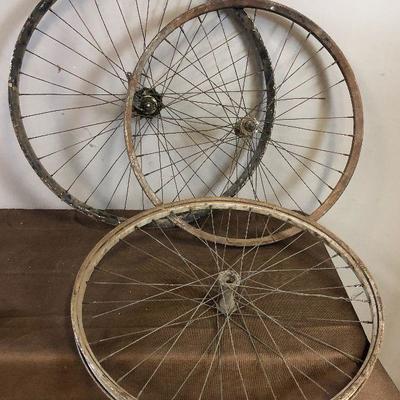 Lot# 218 3 antique Bicycle Wheels 