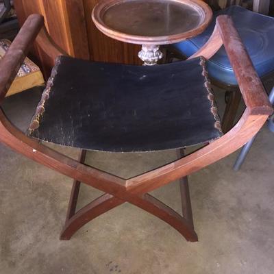 teak and leather stool