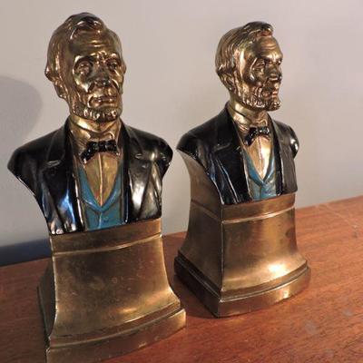 Abraham Lincoln Brass Bookends