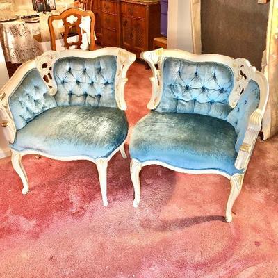 LOT 8 - Absolutely Beautiful One-Of-A-Kind French Provincial Corner Chairs!
