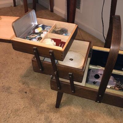 Lot 12 - Sewing Table and Sewing Box with Accessories