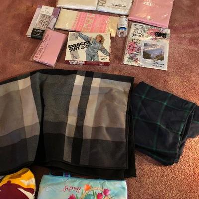 Lot 25 - Table Clothes, Blanket, Exercise Suit, Red Skins Hat, Tote, Dust Cover, Shower Curtains, etc!