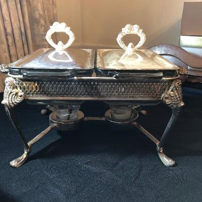 Lot 49 - Silver:  Chafing Dishes, Pitcher, Tray, Serving Dish etc