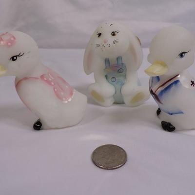 Vintage Fenton White Satin Glass Figurines