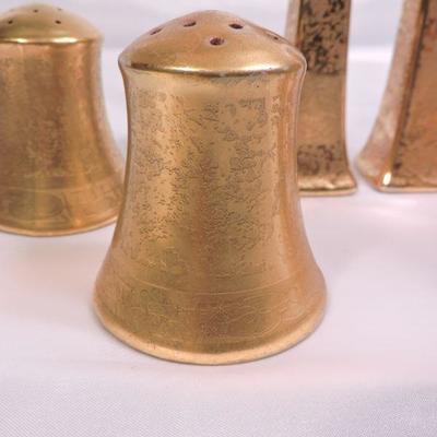 Three Pair of Gold Porcelain Salt and Pepper Shakers