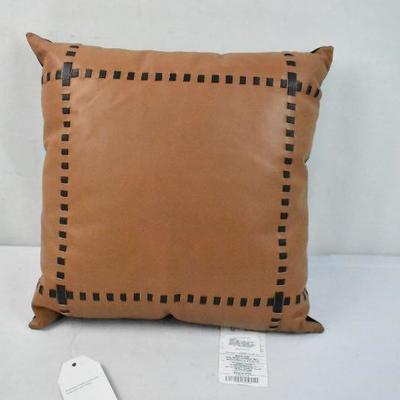 MoDRN Industrial Cow Leather Decorative Throw Pillow, 16