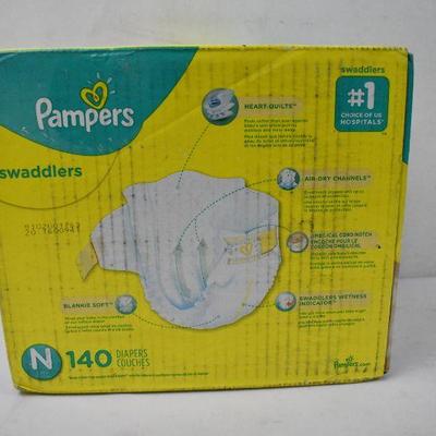 Pampers Swaddlers, Size Newborn, Quantity 140 - New