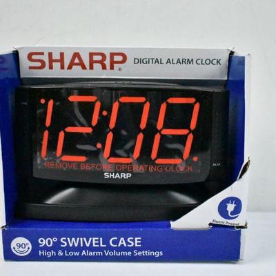 SHARP Alarm Clock with Jumbo Display and Swivel Case in Black SPC033A - New