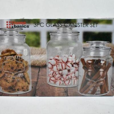 Home Basics 3 Piece Glass Canister Set - New