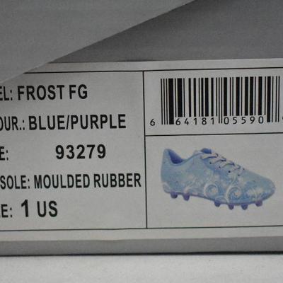 Vizari Frost FG Kids Soccer Cleat Size 1, Blue/Purple Winter - New