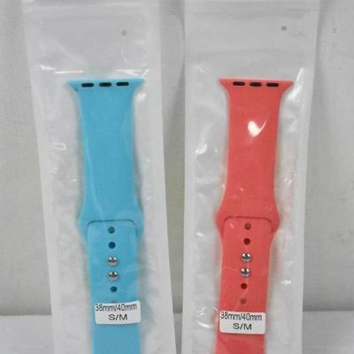 Silicone Sport Replacement Watch Band for Apple Watch: Sky Blue & Coral - New