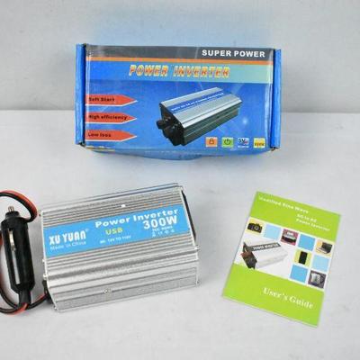Silver 300W DC 12V to AC 110V Car Power Inverter USB Charger Adapter - New