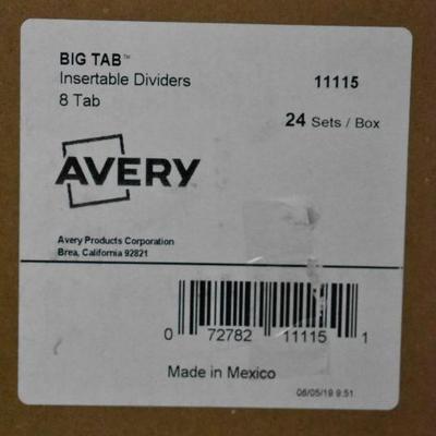 48 Sets Avery Big Tab Insertable Two-Pocket Plastic Dividers, 2 Boxes - New