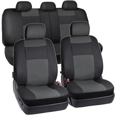 2-Tone PU Leather Car Seat Covers Split Bench Side Airbag Safe 5 Headrest - New