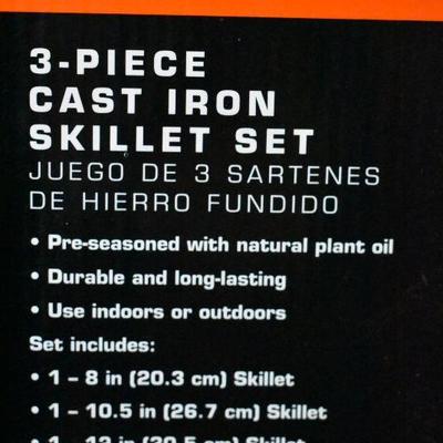 Ozark Trail 3 Piece Cast Iron Skillet Set - New