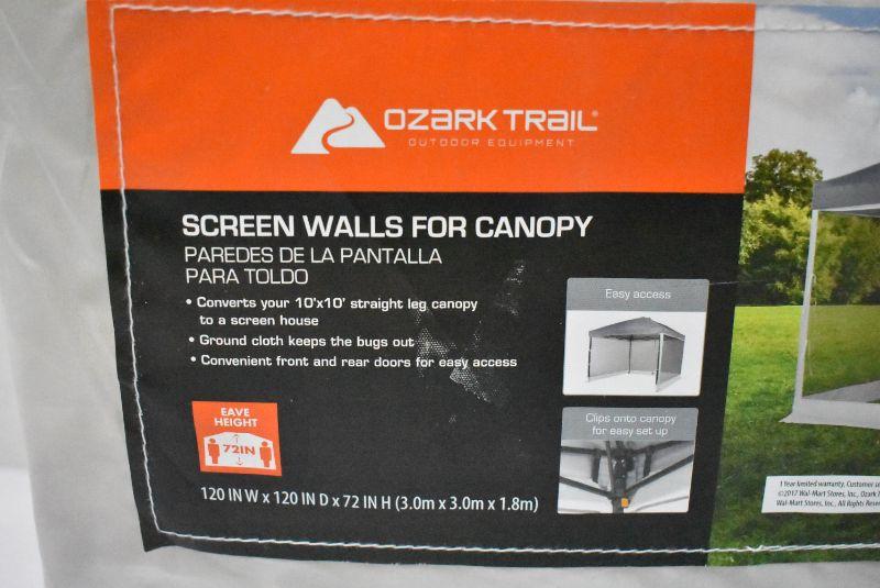 Ozark Trail Screen Walls for Canopy Fits 10x10 Canopy Not Included New