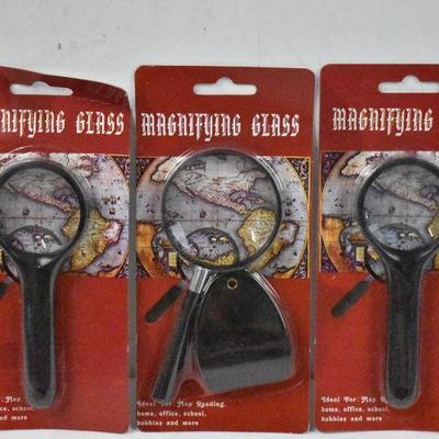 3 Magnifying Glasses - New