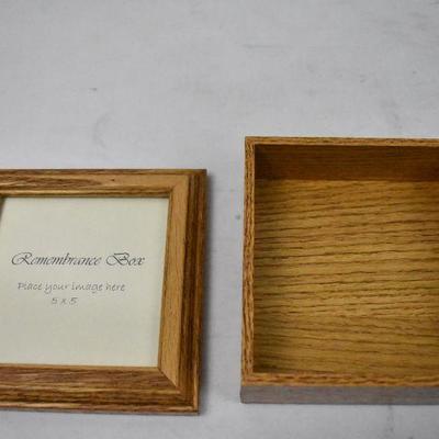 Light Brown Wooden Remembrance Box with 5