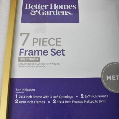 Better Homes and Gardens 7 Piece Metal Frame Set, Gold Finish - New