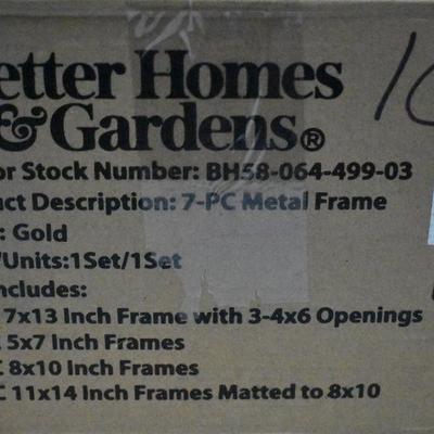 Better Homes and Gardens 7 Piece Metal Frame Set, Gold Finish - New
