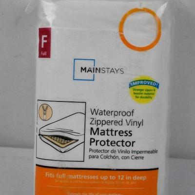 Mainstays Waterproof Zippered Vinyl Mattress Protector, Full Size - New