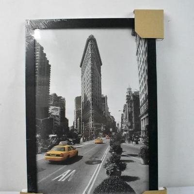 Framed Image Flatiron Building B&W with Yellow Taxi Cabs 12