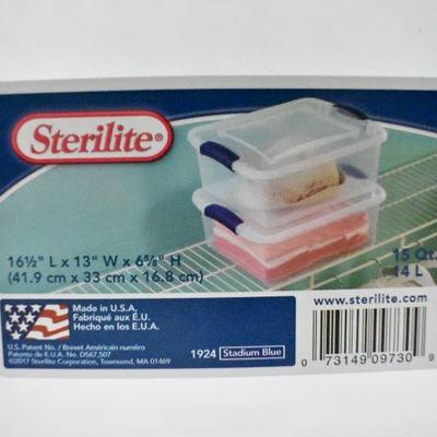 5 Bins and 5 Lids of Sterilite, 16 1/2
