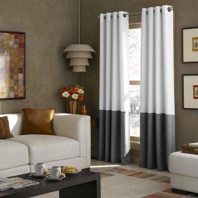 2 Kendall Grommet Panels, White and Gray, 52