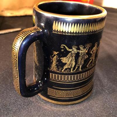 Lot 70 - 24K GOLD Hand Painted Mugs!  Made in Greece! 