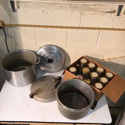 Lot 86 - Pressure Cooker, Vintage Canning Pot & Jars!
