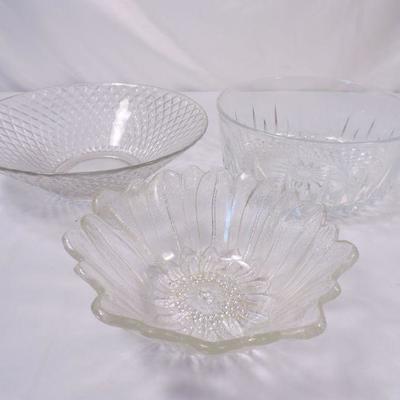 Three Larger Glass Bowls