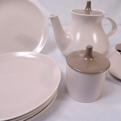 Teapot, Cream and Sugar and 5 Plates