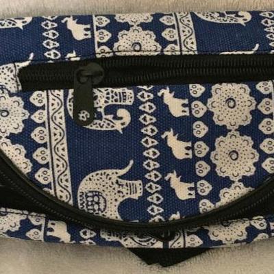 New Blue & White Fanny Pack with Three Zippers