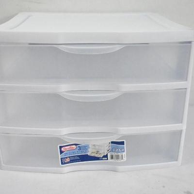 Sterilite 3 Drawers Desktop Organization to Hold 12" x 12" - New, Dirty Corners