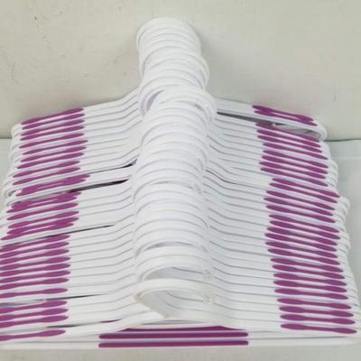30 Non-Slip Clothes Hangers, White/Pink - New, No Packaging