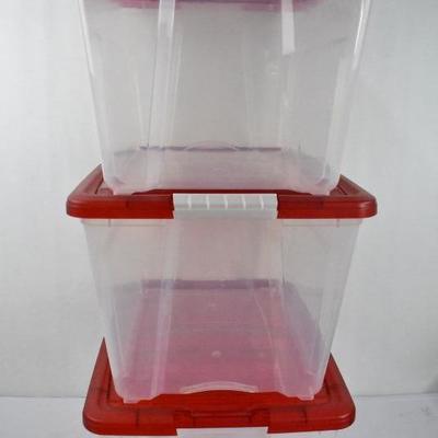 Iris 53 Quart Holiday Storage Tote, 3 Pack, Red & Clear - SEE DESCRIPTION