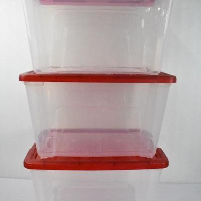 Iris 53 Quart Holiday Storage Tote, 3 Pack, Red & Clear - SEE DESCRIPTION