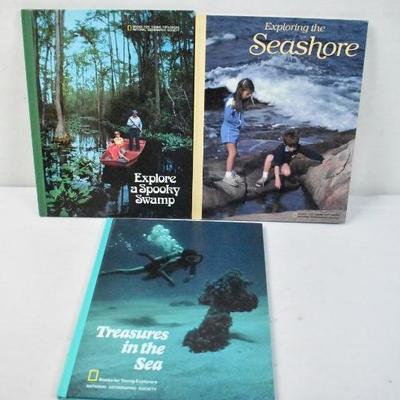 3 National Geographic Hardcovers Vintage 1984 - Explore a Spooky - New Condition