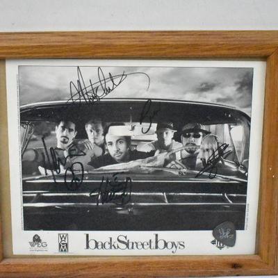 Backstreet Boys Framed Photograph with Autographs & Guitar Pick, 8