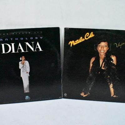2 LP Record Albums: Diana Ross (2 LP Anthology) & Natalie Cole (Unpredictable)