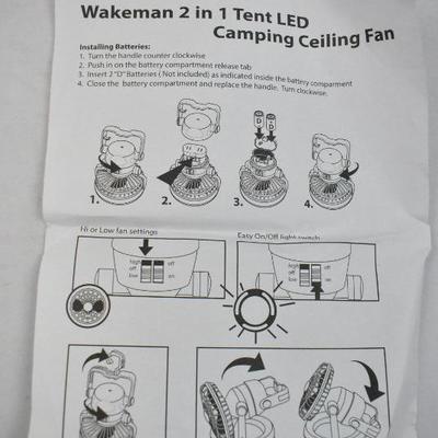 Wakeman 2 in 1 Tent LED Camping Ceiling Fan - Works