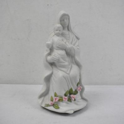 Ceramic Statue/Music Box of Mary and Jesus - Tested, Works