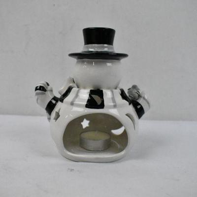Snowman Votive with Box and 2 Candles