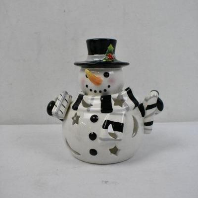 Snowman Votive with Box and 2 Candles