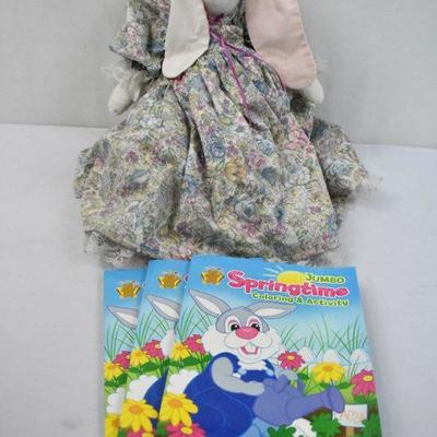 24" Easter Bunny Decor with 3 Coloring Books