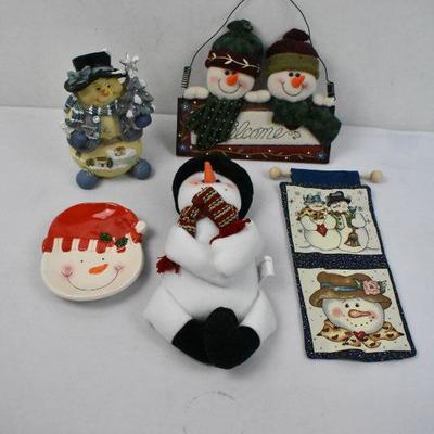 5 Piece Snowman Decor Lot